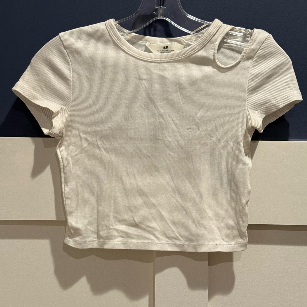 H&M Off-White Ribbed Kids Tee - Picture 6 of 11
